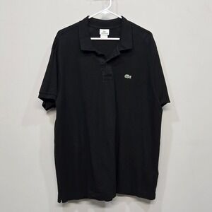 Lacoste Polo Shirt 8 US 3XL Black Pique Cotton Croc Logo Classic Retro 80 Preppy